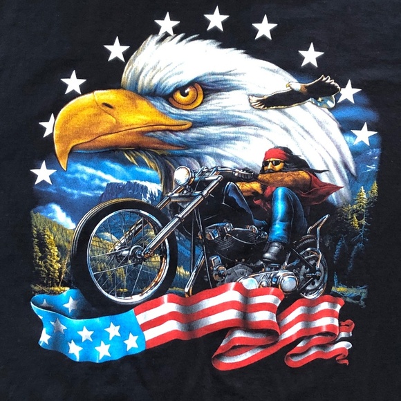 Rock, Eagle,‎ American Flag, Motorcycle, Biker, T Shirt, Vintage, The Roxx, XXL - Picture 4 of 12